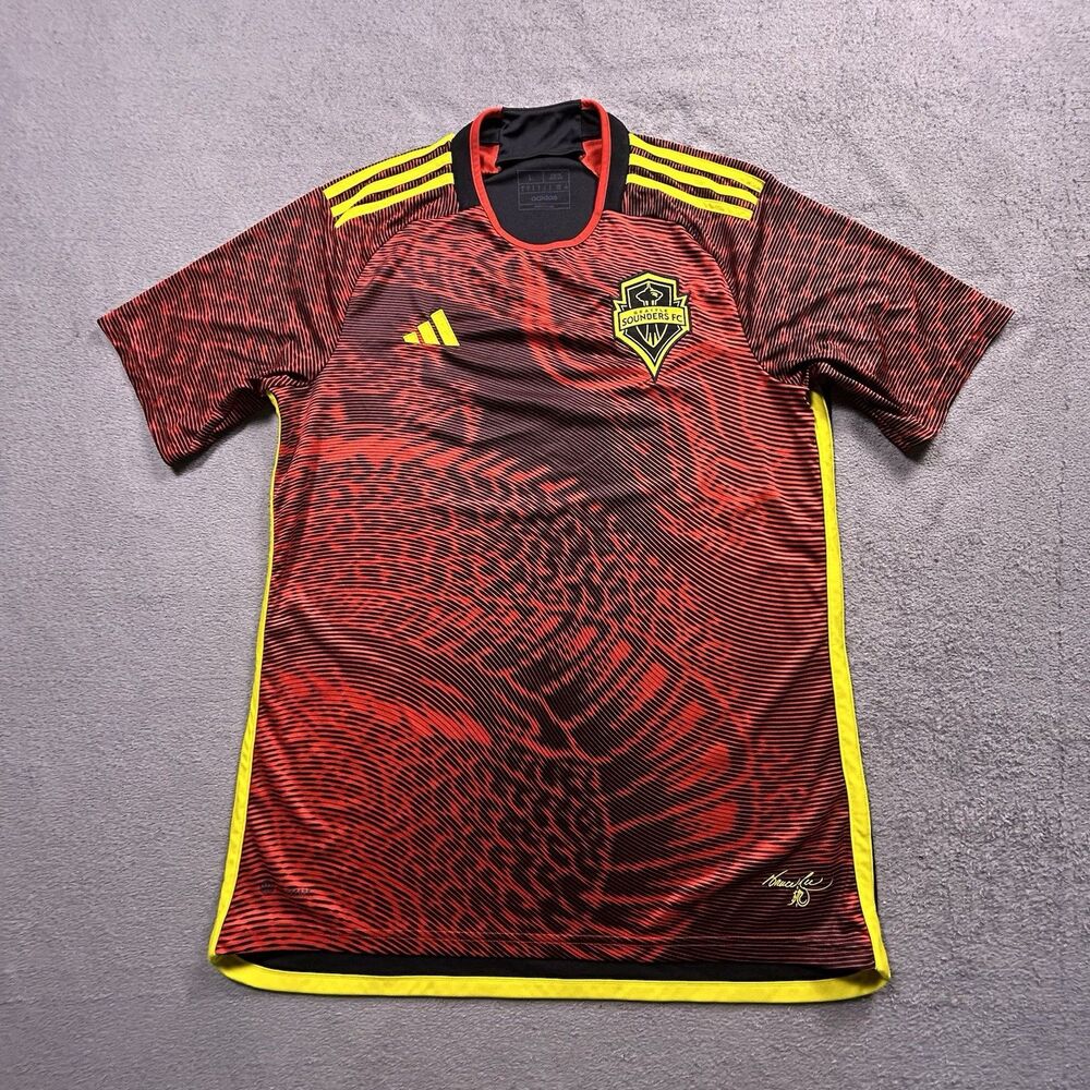 adidas Seattle Sounders FC Bruce Lee Jersey Womens Large Red Dragon MLS Soccer